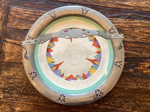 lot 34 image: Antique Silver Plate & Hand Painted Porcelain Serving Tray Foreman Bros