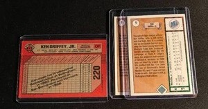 lot 93 image: Lot of 2 1989 Upper Deck Ken Griffey Jr. Cards  1 1989 Bowman Ken Griffey Jr Rookie