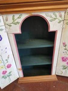 lot 37 image: Playful Painted Hanging Spice Cabinet