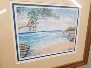 lot 66 image: Gorgeous Fine Art Seaside Landscape Print by Lynn Maynard - Smiths Cove, Grand Cayman
