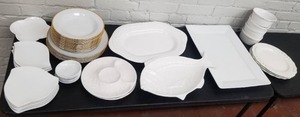 lot 136 image: Collection of Pretty White Serving Pieces
