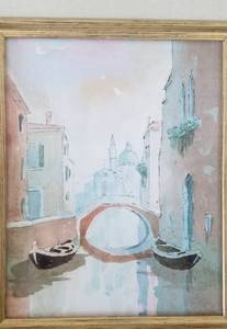 lot 63 image: Italian Canal Scene Watercolor