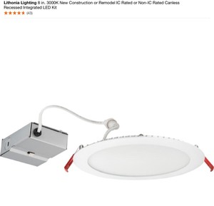 lot 8 image: LITHONIA LIGHTING 8 IN. 3000K NEW CONSTRUCTION OR REMODEL IC RATED OR NON-IC RATED CANLESS RECESSED INTEGRATED LED KIT. SEE PICTURES