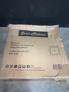 lot 35 image: SWISS MADISON VOLTAIRE 36 IN. L X 36 IN. W ALCOVE SHOWER PAN BASE WITH CENTER DRAIN IN BISCUIT. SEE PICTURES