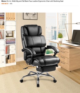 lot 67 image: Merax Portland Technical Leather Big & Tall Executive Recliner Napping - Black