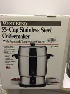 lot 142 image: West Bend 55 Cup Stainless Steel Coffee Maker
