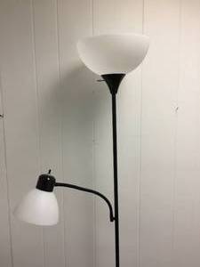 lot 159 image: Black Metal Two Shade Floor Lamp