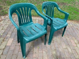 lot 58 image: Two Plastic Outdoor Chairs