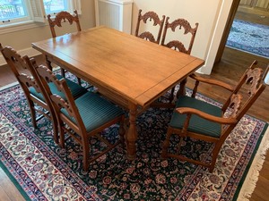 lot 40 image: 1920s Oak Refractory Table and Six Chairs