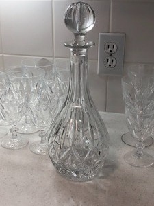 lot 26 image: Crystal Decanter, Water Goblets and Sherry Glasses