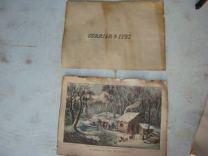 lot 107 image: Currier and Ives Print and Ceramic Bird