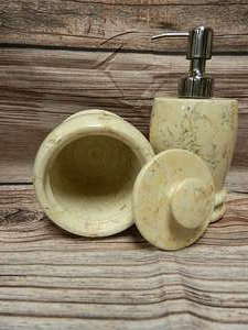 Marble Bathroom Soap Dispenser Set