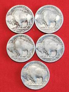 5 Buffalo Nickels