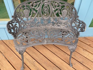 Vintage Black Metal Outdoor Bench