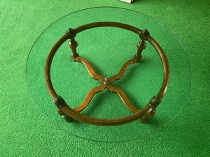 Beautiful Large Glass Top Coffee Table w Wood Base