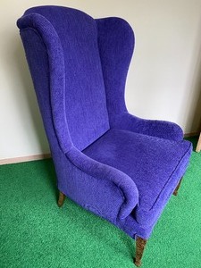 Vintage High Back Upholstered Chair in a Deep Shade of Purple
