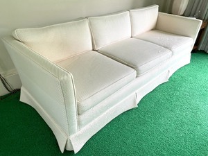 Mid Century Style Ivory Upholstered Sofa