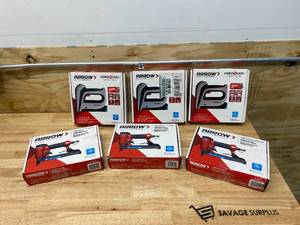 ARROW Lot of 6 Staple Guns (3 pneumatic and three cordless)