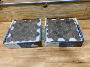 LIFEPROOF Lot of 20- Sierra Wood Hexagon 12 in. x 12 in. x 8mm Glazed Porcelain Mosaic Floor and Wall Tile (0.83 sq. ft.  piece) Retail for $11.98 each