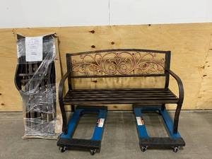 EVERGREEN Lot of 2-  50 in. Blooming Metal Outdoor Garden Benches