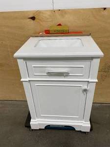 HOME DECORATORS COLLECTION Melpark 24 in. W x 20 in. D Bath Vanity in White with Cultured Marble Vanity Top in White with White Sink