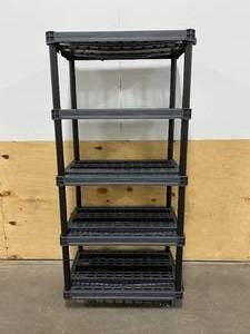 PLANO Dark Gray and Black 5-Tier Plastic Shelving Unit (37 in. W x 74 in. H x 24 in. D)