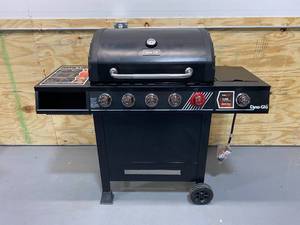 DYNA-GLO 5-Burner Propane Gas Grill in Matte Black with Sear Burner and Side Burner