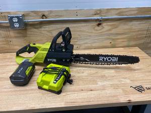RYOBI 18 in. HP 40V Brushless Lithium-Ion Electric Cordless Battery Chainsaw - 5.0 Ah Battery and Charger Included