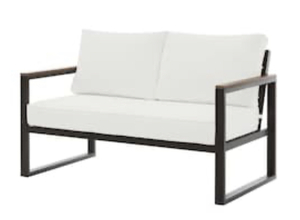 HAMPTON BAY West Park Black Aluminum Outdoor Patio Loveseat with CushionGuard White Cushions
