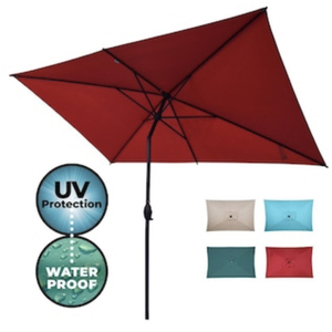 ABBA PATIO 10 ft. x 6.5 ft. Rectangular Market Patio Umbrella Outdoor with Push Button Tilt and Crank in Red