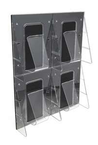 DEFLECTO Magazine Holder, Clear, Polycarbonate, 23 12 in Height, 18 14 in Width.