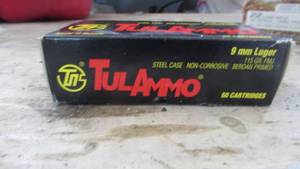 Box of 50 Tul Ammo 9mm Luger 115 Grain Shells