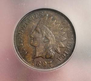 1897 INDIAN HEAD CENT AU58 ICG
