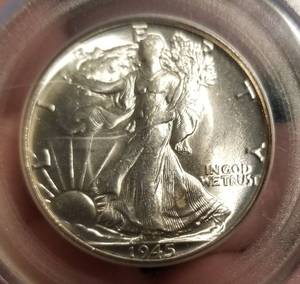 1945 WALKING LIBERTY HALF DOLLAR MS63 PCGS
