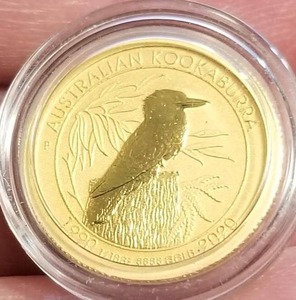2020 AUSTRALIA $15 GOLD KOOKABURRA IN AIRTITE 110th TROY OZ .9999 FINE GOLD