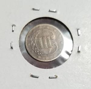 1852 US THREE CENT SILVER TRIME