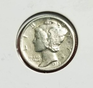 1939-D MERCURY DIME AU