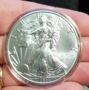 2021 AMERICAN SILVER EAGLE 1 TROY OZ. .999 FINE SILVER IN AIRTITE