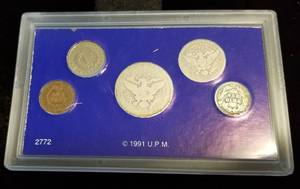 YESTERYEAR US 5 COIN SET BARBER 50C 25C 10C LIBERTY 5C INDIAN 1C