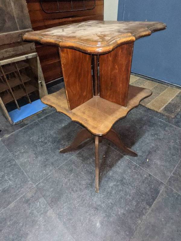 lot 91 image: Antique Two-Tiered Four Compartment Occasional Table