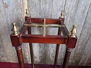 lot 121 image: Vintage Wood & Brass UmbrellaStick Stand
