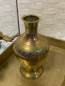 lot 158 image: Brass Serving Tray, Teapot & Vase