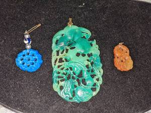 lot 174 image: 3 Jade & Coral Pendants
