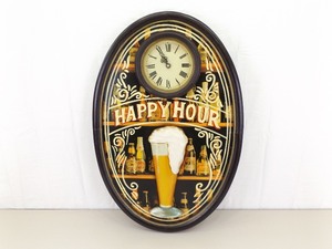 lot 21 image: WORKING Wood Embossed Happy Hour Clock
