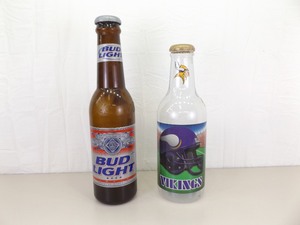 lot 24 image: 2 Large Bud Light Beer and Vikings Coin Banks