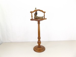 lot 25 image: Vintage Wood Smoke Stand With Metal Pirate Ashtray