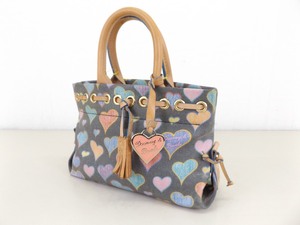 lot 66 image: Authentic Dooney and Bourke Signature Tassel Scribble Doodle Hearts Handbag