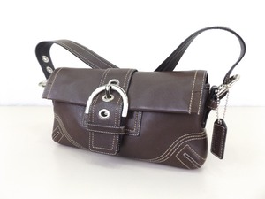 lot 67 image: Authentic Brown Leather COACH Soho Baguette Shoulder Bag