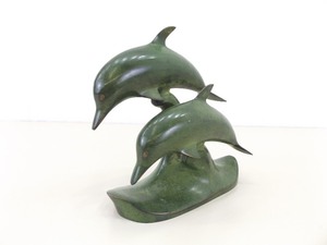 lot 83 image: 9 Brass Dolphin Sculpture