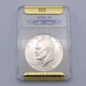 1976-S Eisenhower Silver Dollar  in SGS holder PR70CAM -Variety 2